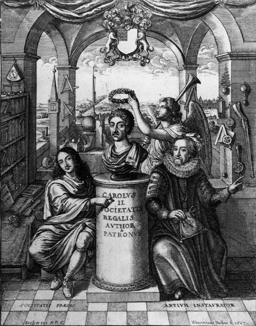 Spratt, The History of the Royal Society of London (1667) frontispiece